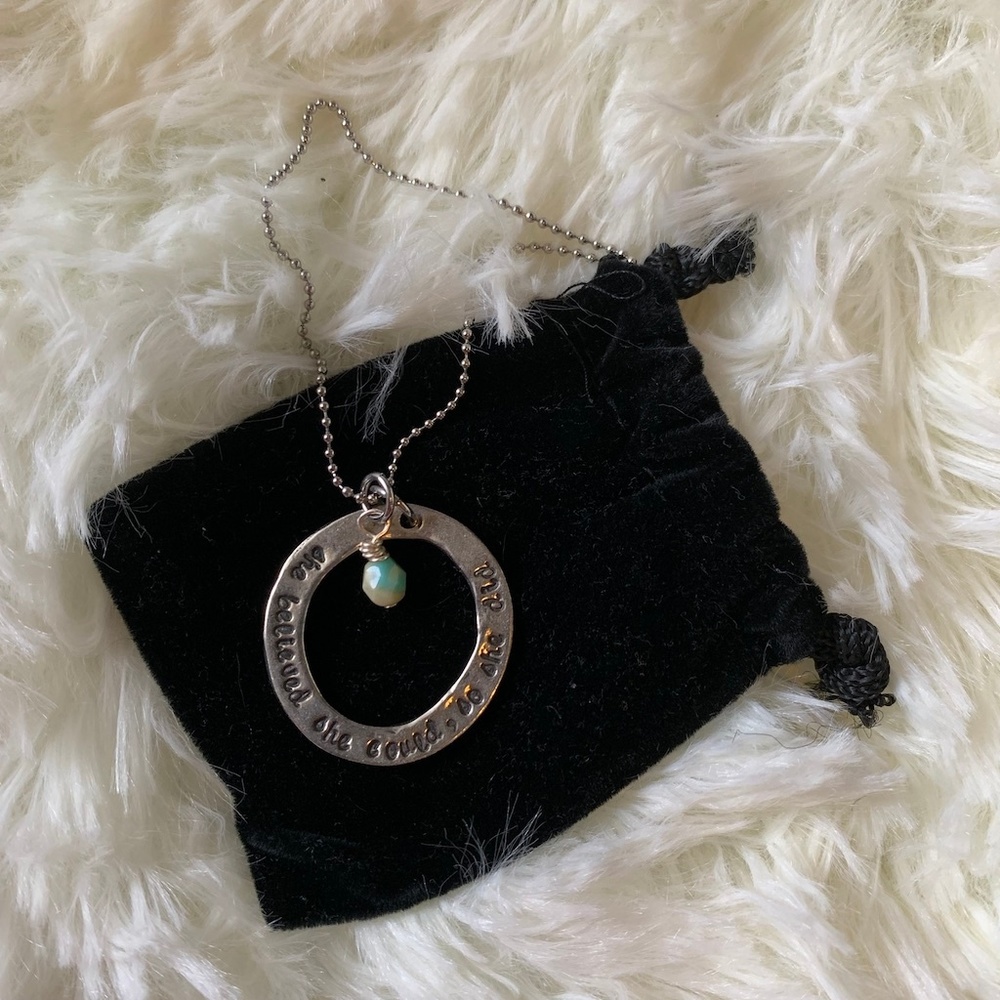 Smashed Silver Necklace with Inspirational Quote